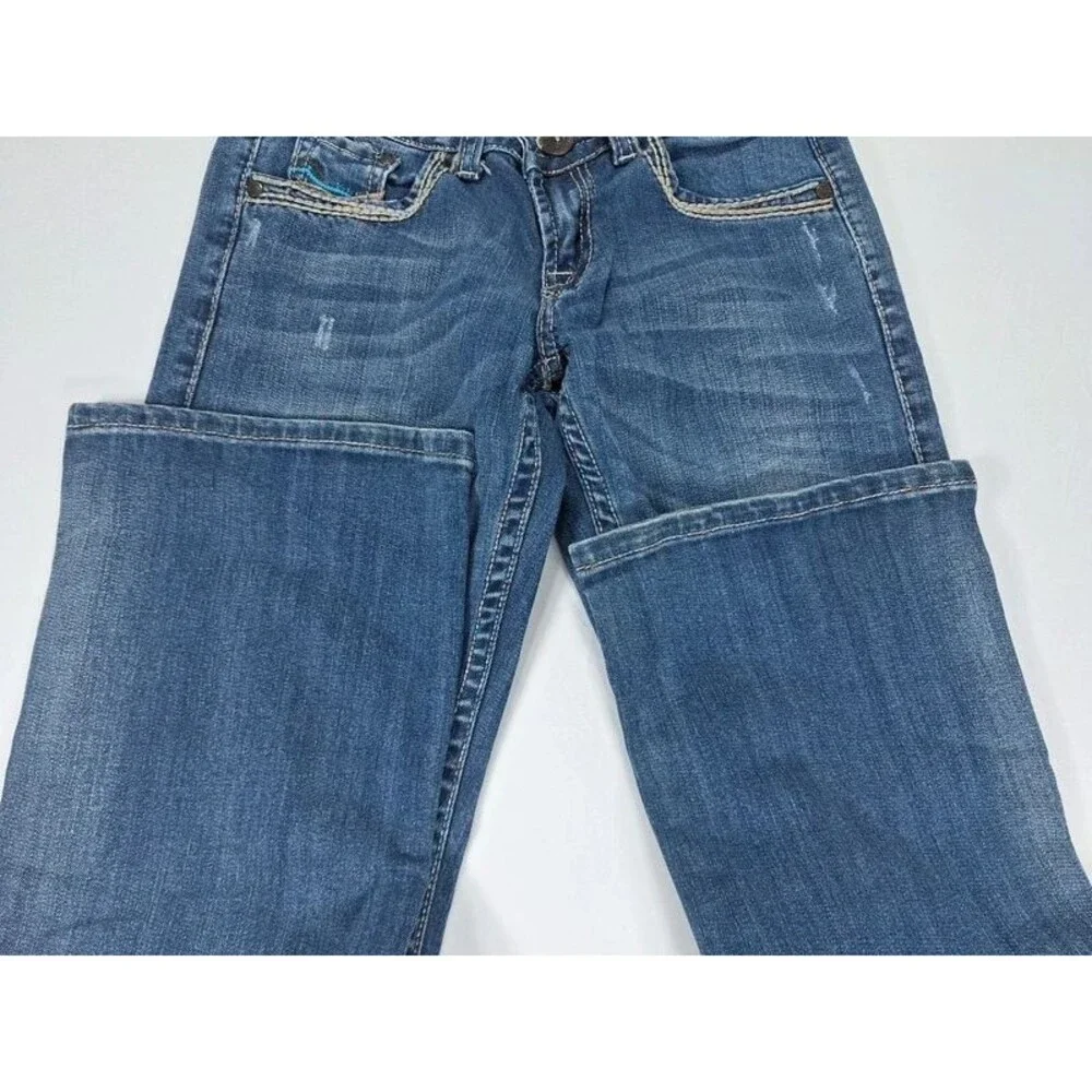 Cowgirl Tuff Aztec Jeans Womens 25x31 Size 0 Blue Bootcut Embroidered Western